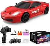 Remote Control Car RC Drift Car 2.4GHz 1:24 Scale 4WD 15KM/H High Speed Model Vehicle with LED Lights Drifting Tire Racing Sport Toy Car for Adults Boys Girls Kids Gift 2Pcs Rechargeable Batteries