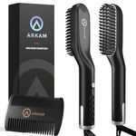 Arkam Premium Beard Straightener for Men - Cutting Edge Ionic Beard Straightening Comb for Home & Travel, Volumizing Hair Straightener for Men & Women, Dual Voltage Revolutionary Beard Comb 110-240V