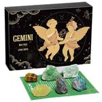 GXO BEAUTY Gemini Crystal Gift - Zodiac Sign Gemstones Set, 6 Pcs Astrology Healing Crystals Birthstone Kit with Horoscope (Gemini)