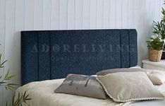 Divan Bed Headboard Rio Padded Chenille Fabric with Supplied Struts and Bolts (Blue, Double 4 Feet 6 Inches, Height 20 Inches)