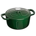 Navaris Enameled Cast Iron Dutch Oven - 2.6-Quart Enamel Coated Casserole Pot with Lid - Suitable for Oven and All Stovetops Incl. Induction - Green