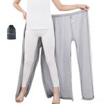 WEEOATAR Unisex Patient Pants,Bedridden Patient Clothing,Disability Clothing with Zippers for Easy Access,Hospital Gowns Nursing Aid for Elderly,Disabled,Dialysis and Bedridden Patients(Grey,XXL)