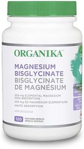Organika Magnesium Bisglycinate - 200mg, High Absorption, Muscle Recovery, Heart Support, 120vcaps