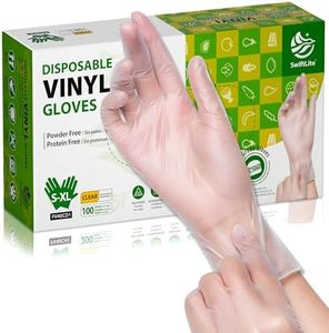 SWIFTLITE Disposable Vinyl Gloves, Food Safe, Latex-Free Powder-Free Clear Plastic Gloves for Cooking, House Clean, Food Prep (100, Large)