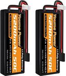 2S Lipo Battery 5200mAh 7.4V RC Battery 50C Hard Case with Trx Plug Compatible with Traxxas Arrma 1/8 1/10 RC Vehicles Car Truck Buggy Truggy Airplane Drone(2 Packs)