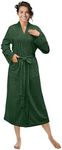 PAVILIA Women Waffle Knit Kimono Robe, Soft Cozy Breathable Lightweight Long Bathrobe with Side Pockets for Shower Spa House, Green, Large-X-Large