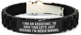 CUCOLUS Assistant's Ideal Gift: Glide lock Clasp Black Valentine's Day Jewelry, Funny Quote 'I Am An Assistant. To Save Time Let's Just Assume I'm Never Wrong.'