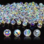 H&D HYALINE & DORA 130 Pcs Glass Beads for Jewelry Making, Crystal Beads Faceted Rondelle Briolette for DIY Crafts Necklace Wristband Earring Kit 10mm (AB Color)