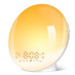 ARTINABS Sunrise Alarm Clocks, Wake Up Light with Sunrise/Sunset Simulation Dual Alarms Bedside Night Lamp Snooze Function FM Radio 7 Natural Sound 11 Colorful Atmosphere Lamp(White)