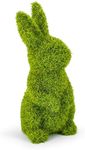 MicoSim Easter Bunny Decorations,Resin Moss Bunny Figurine,Garden Artificial Moss Rabbit Easter Décor Easter Party Favors Gifts(Medium Stand)