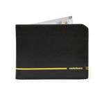 MOKOBARA Stash Bifold Wallet for Men | Monostriped | Genuine Leather | RFID Protected | Holds Up to 12 Cards | Double Currency Compartment | Money Moves (Black)