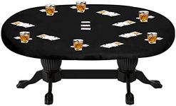 Feltectors Felt Card Game Table Cover for Poker, Mahjong, Domino, Bridge and Board Game, Elastic Fitted Tablecloth for 48 x 68 Inch Oval Tables - Black