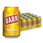 BARR since 1875, 24 Pack Sparkling Pineapple Soda, Zero No Sugar Pineapple Flavoured Fizzy Drink "Fizzingly Fun" - 24 x 330ml Cans