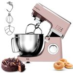 INALSA Stand Mixer 1200W|Pure Copper Motor|5.3L SS Bowl With Splash Guard|Metal Gears for Extra Durability|Accessories Included|Dishwasher Safe|Baking,Cake Mixer,Kneading-Kratos Plus (Pink)