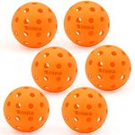 ZOEA Pickleball Balls Outdoor with 40 Small Precisely Drilled Holes, Durable and Consistent Bounce Outdoor Picklebal Balls, 6-Pack (Orange)