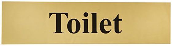 Scan SCA6051 Self adhesive brass effect sign - Toilet,White,200 x 50mm