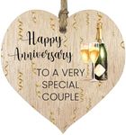 To a very special couple Hanging Wooden Heart Sign Plaque - Cute Anniversary Birthday Valentines Gifts for Girlfriend Wife Light Wood Hearts Sign, Rude Romantic I Love You Gifts for Her Him