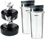 Cups Compatible with Nutri Ninja blender,Ninja smoothie blenders,2 Pack 6 Fins Blade Assembly and 2pack 16 oz Cup,suitable for BL770 BL771 BL772 BL740 BL780 BL660 BL663 (3.35 inch)