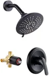Shower Head Set with Valve, Black Shower Faucet Fixtures Set with Shower Rain Head Trim Kit for Bathroom