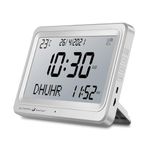 Azan Clock, Automatic Worldwide Digital 8 Azan Prayer Sounds Muslim Prayer Clock for USA Home Decor (White)