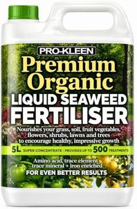 Pro-Kleen Organic Liquid Seaweed Fertiliser 5L - Ascophyllum Seaweed Extract for Grass, Vegetables, Fruit, Flowers, Shrubs, Lawns & Trees - Concentrated Formula - Provides up to 500 Treatments