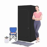 Full Body Personal Home Sauna Box, Portable Steam Saunas Tent, 1100 W & 3 L Sauna Steamer, Remote Control, Foldable Chair(Black)