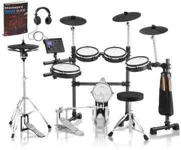 AKLOT Expanded-Size Electric Drum Sets for Adult with All Silent Mesh Heads | Two-Piece Standalone Hi-Hat, Independent Kick Drum and Triple-Zone Ride Cymbal, Dual-Zone Snare, 460 Sound, Double Bass Pedal