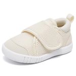 MORENDL Baby Sneakers Boys Girls First Walkers Shoes Lightweight Mesh Breathable Non-Slip Infant Shoes 6 9 12 15 18 24 Months Creamy White