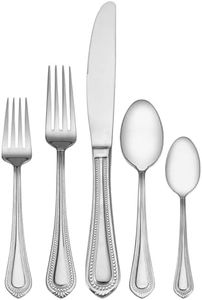 Mikasa Regent Bead 65-Piece Stainless Steel Flatware Set with Serveware, Service for 12