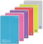 Enday Steno Pads Spiral 6 Pack, 6 x 9, 80 Sheets White Paper, Gregg Rule, Steno Notebook for writing, Assorted Colors, Pink, Purple, Green, Blue, Red, Grey