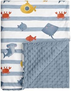 CIVARUA KIDS Baby Minky Blanket for Boys Girl, Super Soft Newborn Nursery Blanket with Double Layer Dotted Backing, 30x40 Cozy Printed Bed Throw Blanket, Undersea World