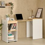 Green Soul Kyoto XL Foldable Study Table with Space-Saving Design, Expansive Tabletop, Storage Shelves, Ideal for Study, Bedroom, or Home Office (White Oak, Kyoto XL)