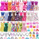 42 PCS Doll Clothes and Accessories Set, 15 Suspender Skirts 10 Shoes 12 Jewelry 5 Bags Compatible with Barbie 11.5 Inch Girls Doll Summer Clothes Accessories Birthday (Random Style)