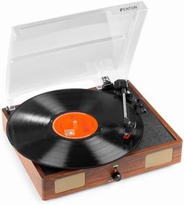 Fenton RP106W Record Player with Built-in Speakers, Vinyl to MP3 USB Conversion, Ceramic Cartridge, Wood