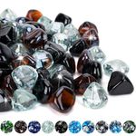 Mr. Fireglass 10 Pounds Blended Fire Glass Diamonds for Fireplace Fire Pit & Lanscaping - 1/2 inch High Luster Fire Rocks with Mixed Colors (Onyx Black + Crystal Ice + Amber)