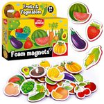 Little World Large Set of 24 Foam Fridge Magnets for Kids 1 year old - Learning Baby Magnets – Fridge Magnets for Toddlers - Kids Fridge Magnets for 2 year old – Fruits and Vegetables Toddler Magnets