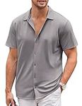 COOFANDY Mens Short Sleeve Button Down Shirts Casual Wrinkle Free Summer Beach Shirt