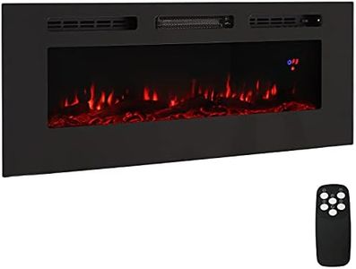 Sunnydaze Sophisticated Hearth 50-Inch Indoor Electric Fireplace - Wall-Mounted/Recessed - 3 Flame Colors - Black