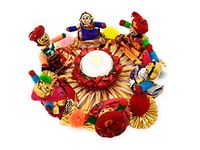 JH Gallery Handmade Recycled Material Rajasthani Dolls Puppet Tealight Candle Holder, Multicolor (13 cm x 13 cm 6.5 cm) (Pack of 1)