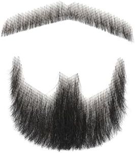 Parceria Fake Beard, Trimmable and Customizable Fake Mustache, Soft and Nice Looking Black Realistic Faux Facial Hair for Men Theatrical, Holiday, Drama, Party, Movie