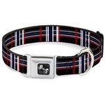 Buckle-Down DC-W34265-L Dog Collar Plastic Clip Buckle, Plaid Black/Red/White/Blue, 1" x 15-26"