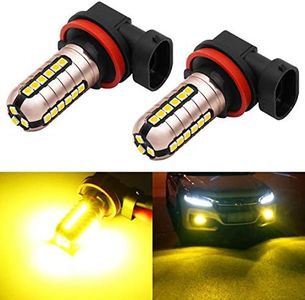 PHINLION 3000 Lumens Golden Yellow H11 LED Fog Light Bulbs Super Bright 3030 27-SMD H8 H16 LED Bulb Replacement for DRL or Fog Lamps, 3000K Yellow