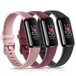 3 Pack Bands Compatible with Fitbit Luxe Bands for Women, Soft Silicone Wristband Replacement Strap for Fitbit Luxe/Luxe Special Edition Fitness Tracker (Small, 02, Rose Gold/Wine Red/Black)