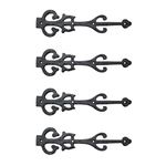 Adonai Hardware 11 Inch "Izehar" Heavy Duty Antique Aluminium Strap False/Faux/Dummy Hinge Fronts (4 Pack, Black Powder Coated) for Vintage Barn Doors, Gates, Furniture, Garage, Shutters and Fences