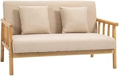 HOMCOM 48" 2-Seater Couch for Small Spaces, Modern Loveseat Sofa for Bedroom, Living Room Furniture, & More, Upholstered Small Couch, Beige