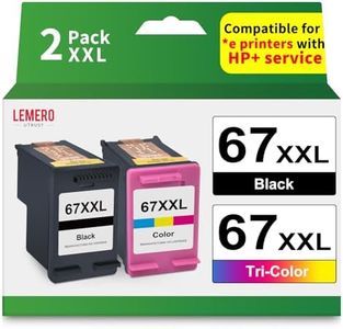 LEMERO UTRUST 67XL 67 Ink for HP Printer Remanufactured Replacement for HP Ink 67 67XL Ink Cartridges Black/Color Combo Pack for HP DeskJet 2700 2755e 2700e 4155e 4155 Envy 6000 6055e 6400 6455e