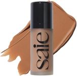 Saie Dew Bronze - Soft-Focus Liquid Bronzer + Liquid Contour - Enriched with Plant-Derived Glycerin to Effortlessly Blend + Deeply Nourish Skin - Sand (0.4 oz)