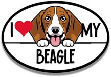 Magnet Me Up I Love My Beagle Dog Breed Car Magnet Decal, 4x6 inches, Small Hound Family Friendly Dog, Great Souvenir for Dog Breed Enthusiasts, Bumper Accessory, for Car, Truck, Lockers, Made in USA