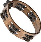 Meinl Percussion CTA2WB Compact 8-Inch Wood Tambourine with Double Row Stainless Steel Jingles, Walnut Brown