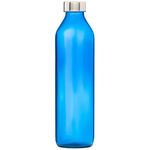 SAND DUNE Set of 1, 800 ml Each Blue Glass water bottle, with Leak-Proof Airtight Stainless-Steel Lid for Water, Smoothie, Juices - Reusable Travel Glass Drinking Fridge Bottles